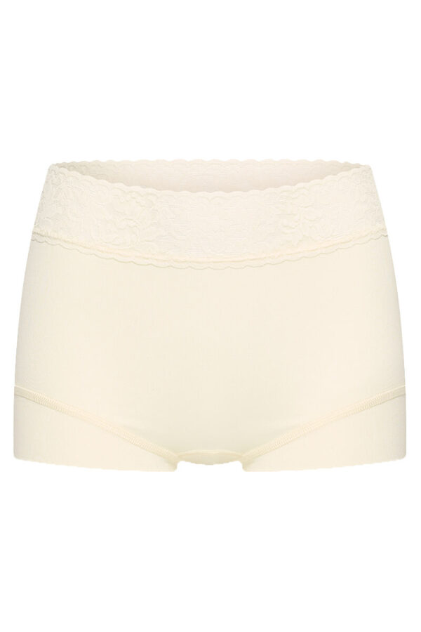 rj bodywear pure color lace short ivoor cutout front
