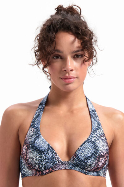 beachlife halter bikini top snake front crop