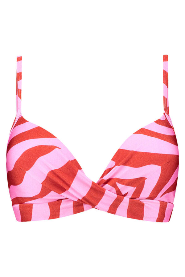 beachlife twist bikini top pink zebra cutout