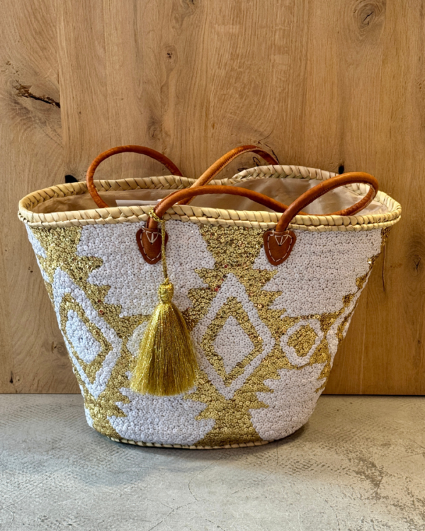Bohemida Shopper Pailletten Zig-Zag Wit Goud