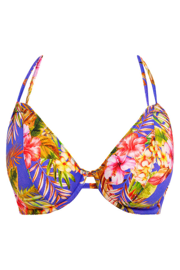 freya tiger valley halter bikini top ultramarine cutout