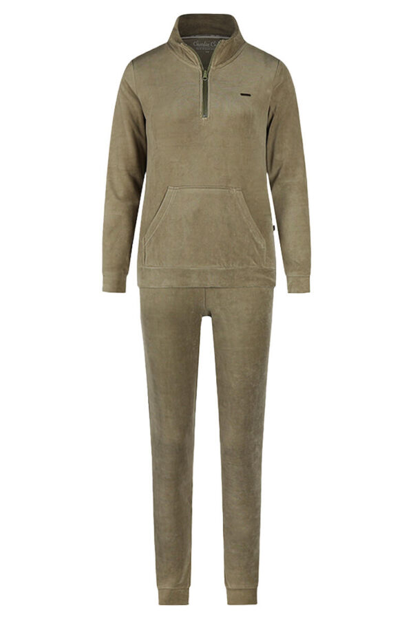 charlie choe lovely nights velours set groen cutout front