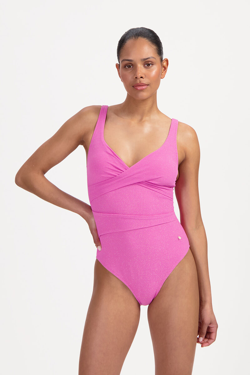 beachlife badpak overslag pink shimmer front