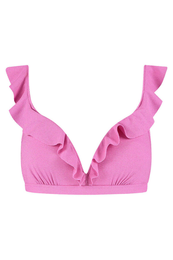 beachlife ruffle bikini top pink shimmer cutout