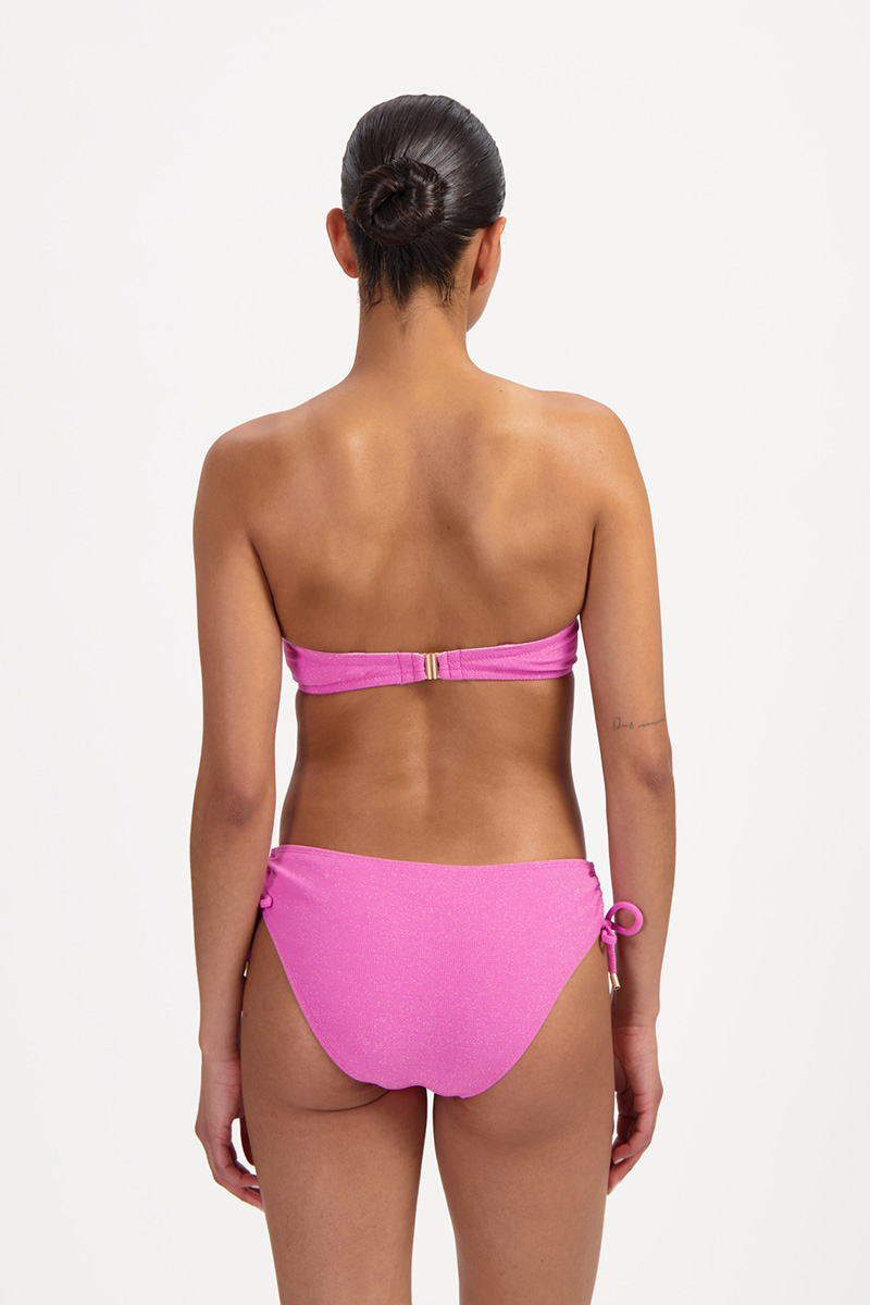 beachlife voorgevormde bandeau bikini top pink shimmer back