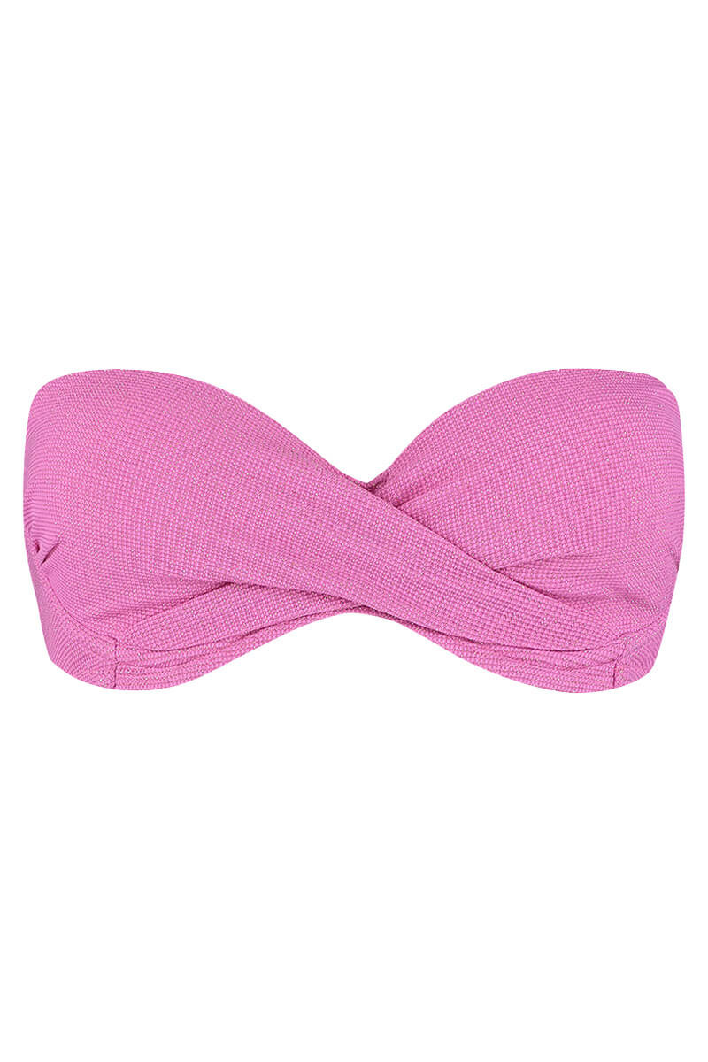 beachlife voorgevormde bandeau bikini top pink shimmer cutout bandeau