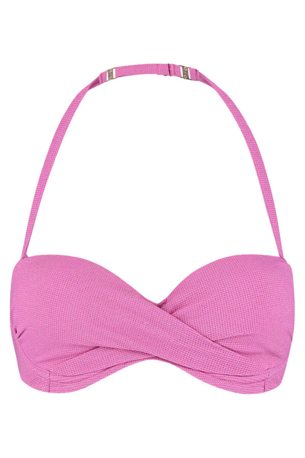 beachlife voorgevormde bandeau bikini top pink shimmer cutout halter