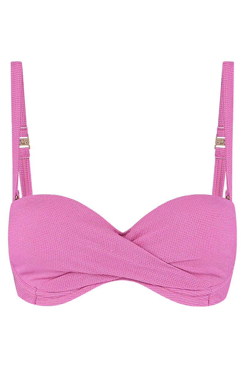 beachlife voorgevormde bandeau bikini top pink shimmer cutout