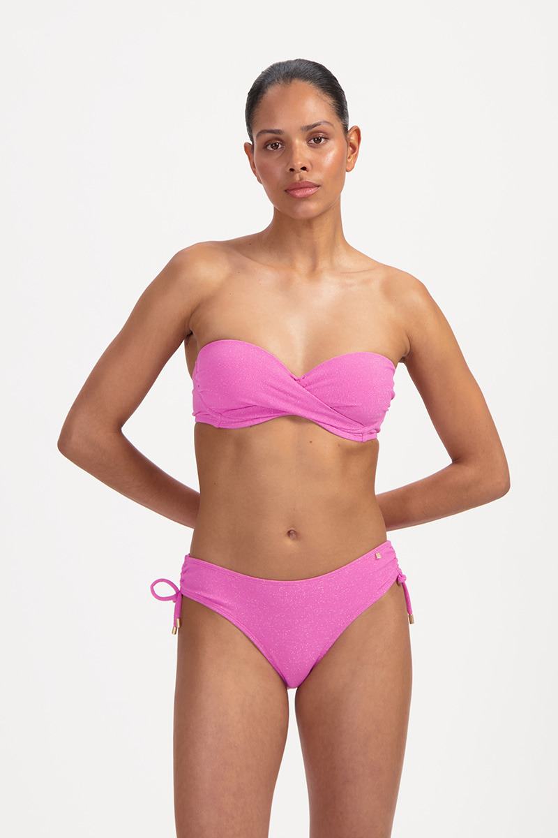 beachlife voorgevormde bandeau bikini top pink shimmer front