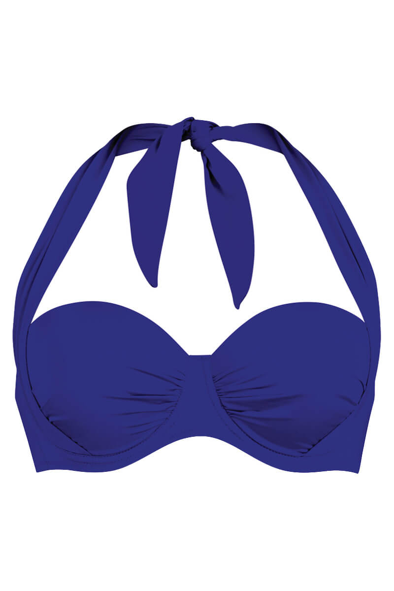 rosa faia voorgevormde bikinitop catalina shiny basics blue violet cutout front