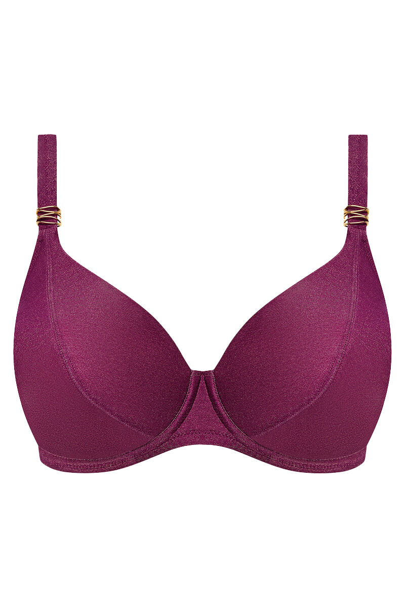 fantasie paros coast plunge bikini top berry shimmer cutout