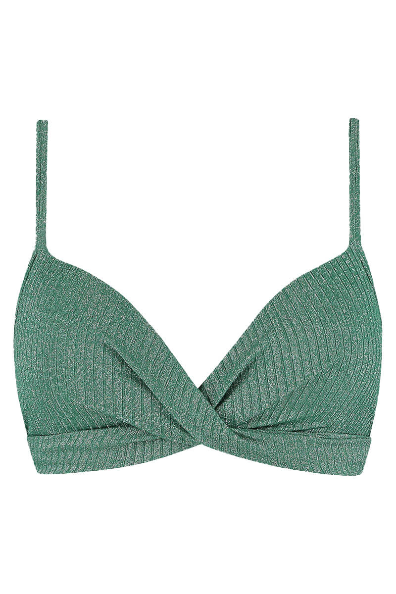 beachlife twist bikini top green glitter cutout