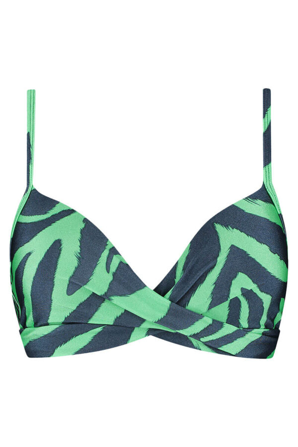 beachlife twist bikini top green tiger cutout