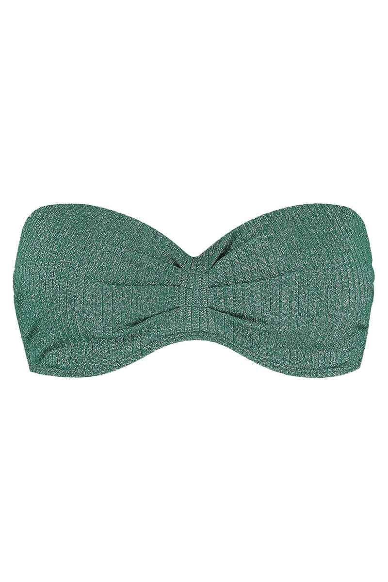 beachlife voorgevormde bandeau bikini top green glitter strapless