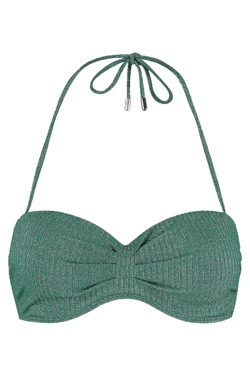 beachlife voorgevormde bandeau bikini top green glitter halter