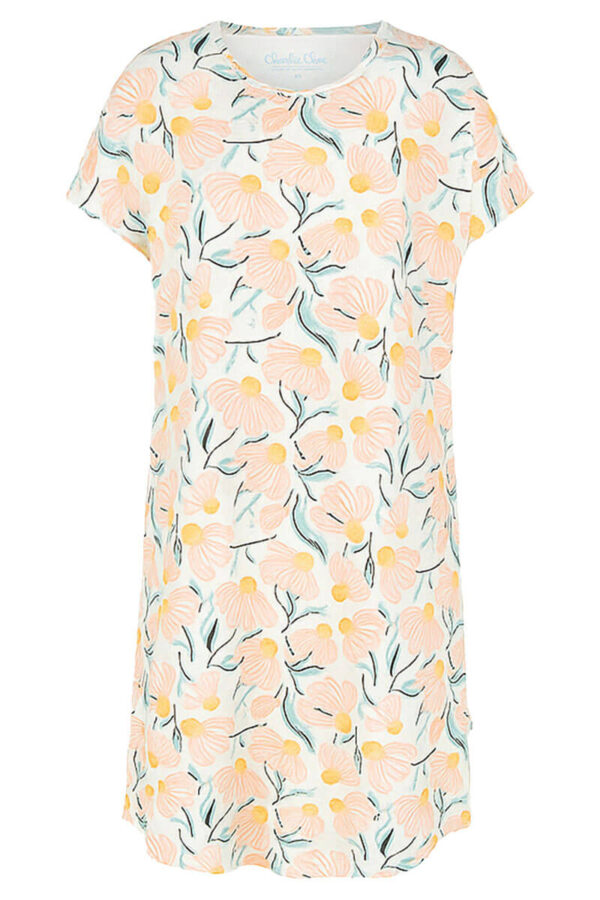 charlie choe amalfi coast bigshirt peach bloemen cutout front