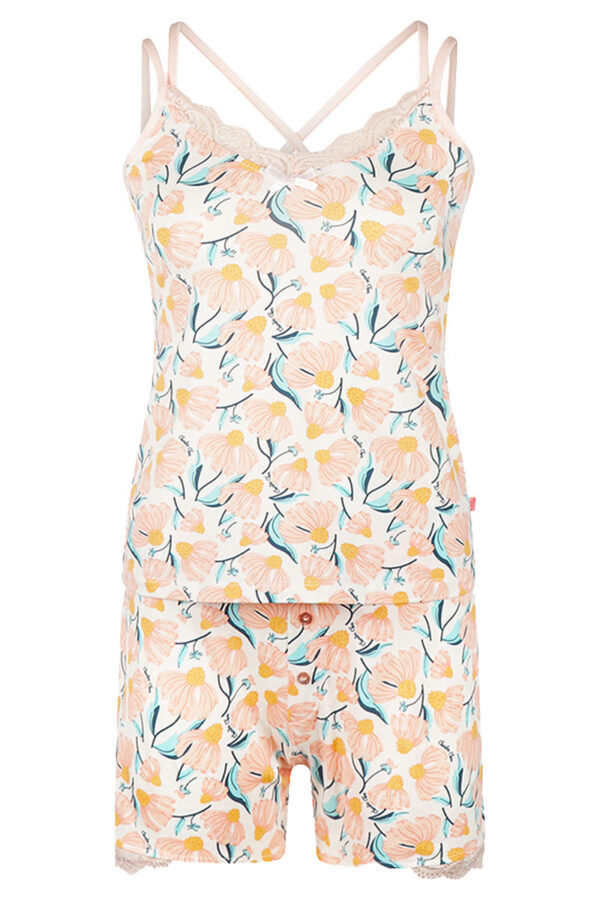charlie choe amalfi coast shortama peach bloemen cutout front