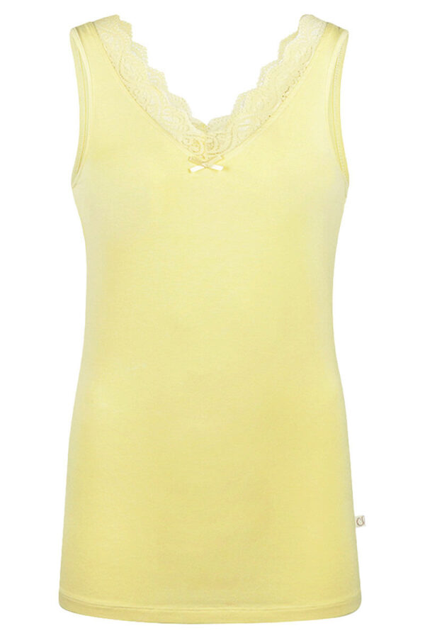 charlie choe lace pyjama top lichtgeel cutout