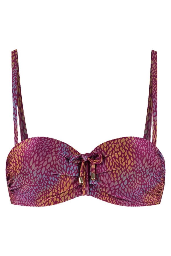 cyell voorgevormde bandeau bikini top burgundy drops cutout