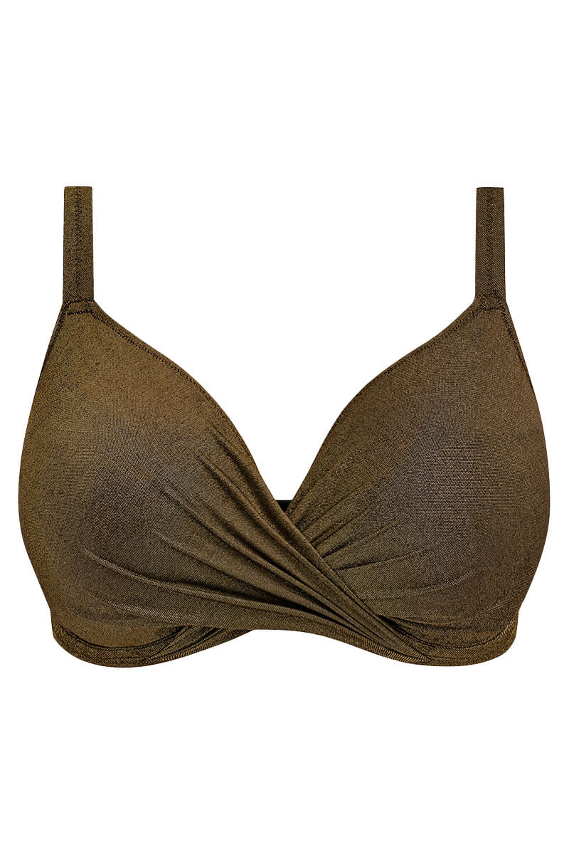 elomi sunset shimmer plunge bikinitop gold rush cutout