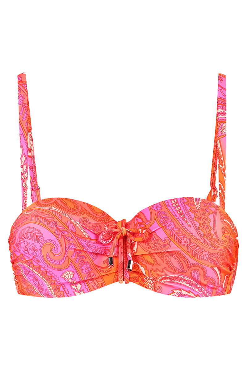 cyell voorgevormde bandeau bikinitop paisley breeze cutout straps